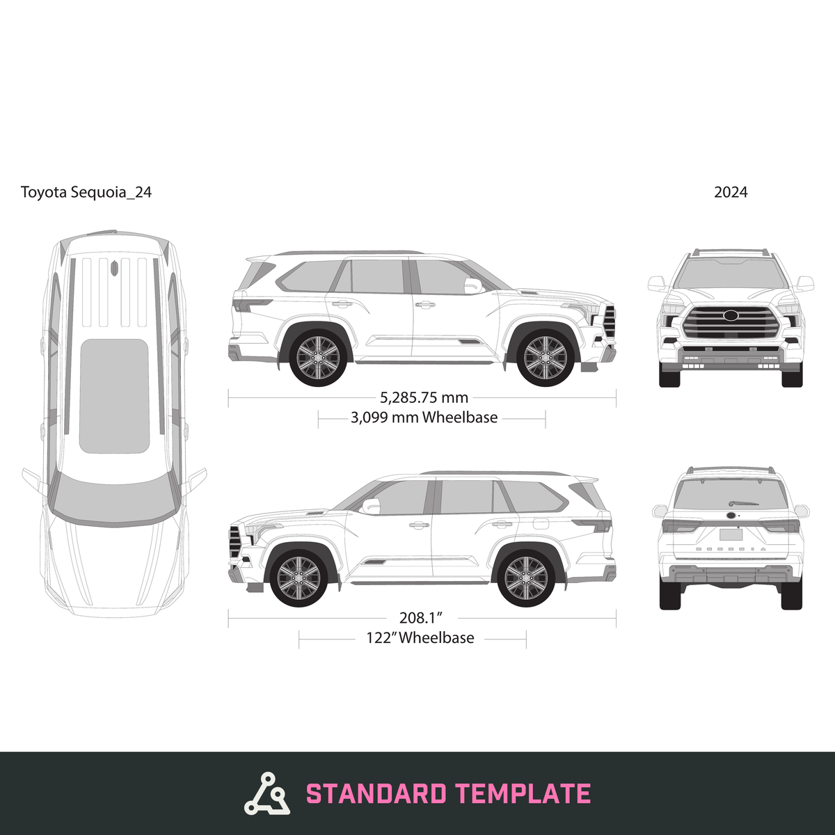 2024 Toyota Sequoia vector wrap template, Design-Ready PDF - GravBase