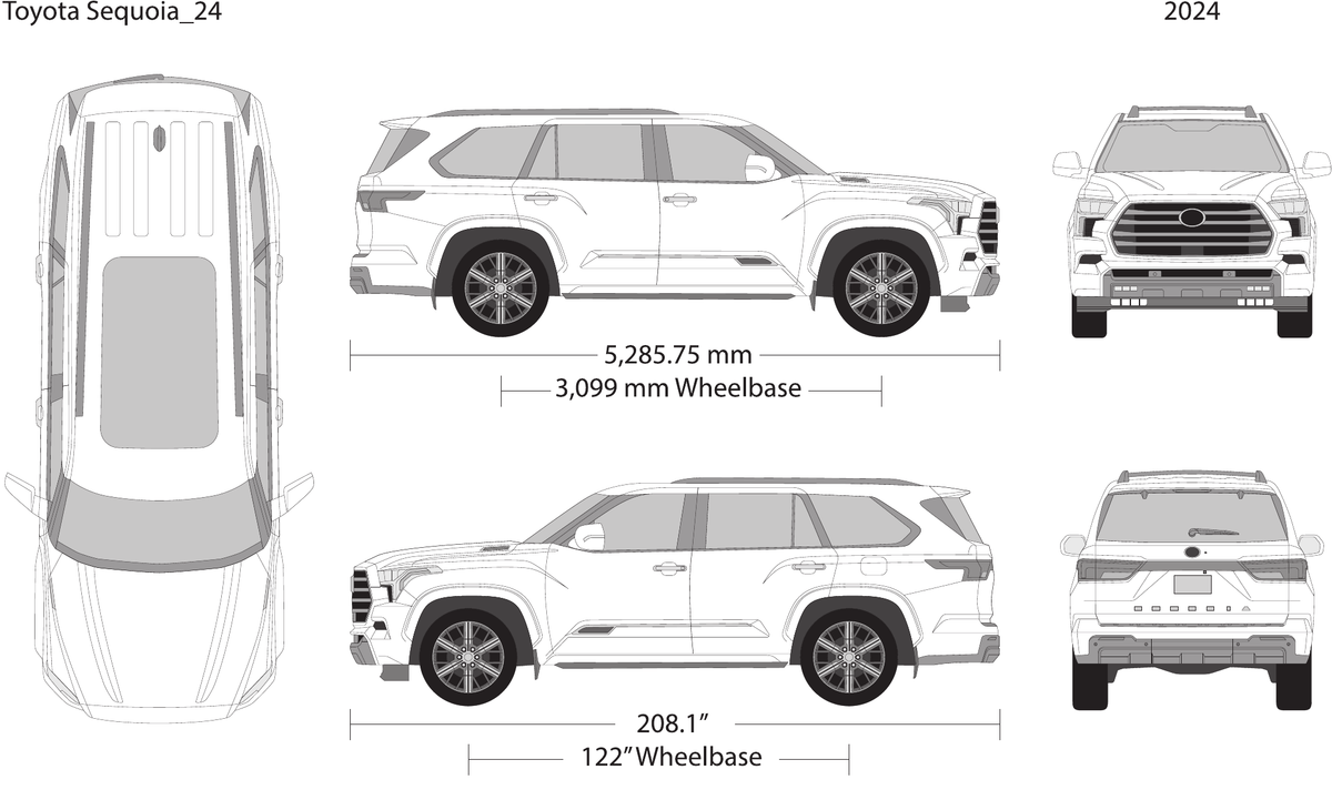 2024 Toyota Sequoia vector wrap template, Design-Ready PDF - GravBase