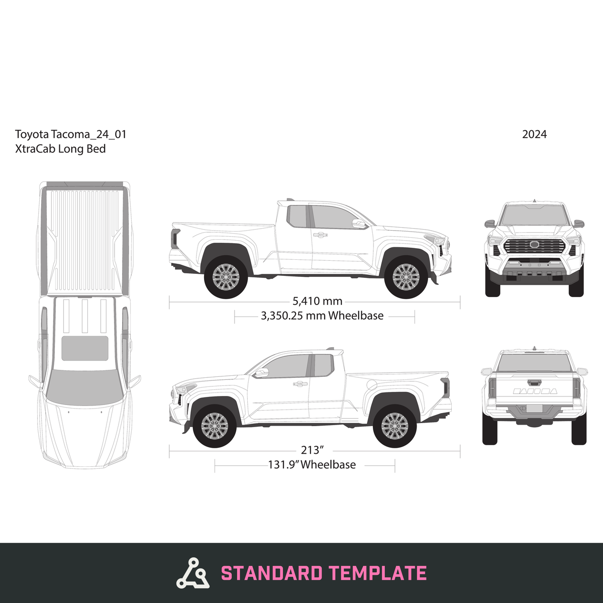 2024 Toyota Tacoma vector wrap template V01, Design-Ready PDF - GravBase