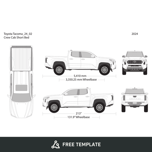 2024 Toyota Tacoma free vector vehicle wrap template - GravBase