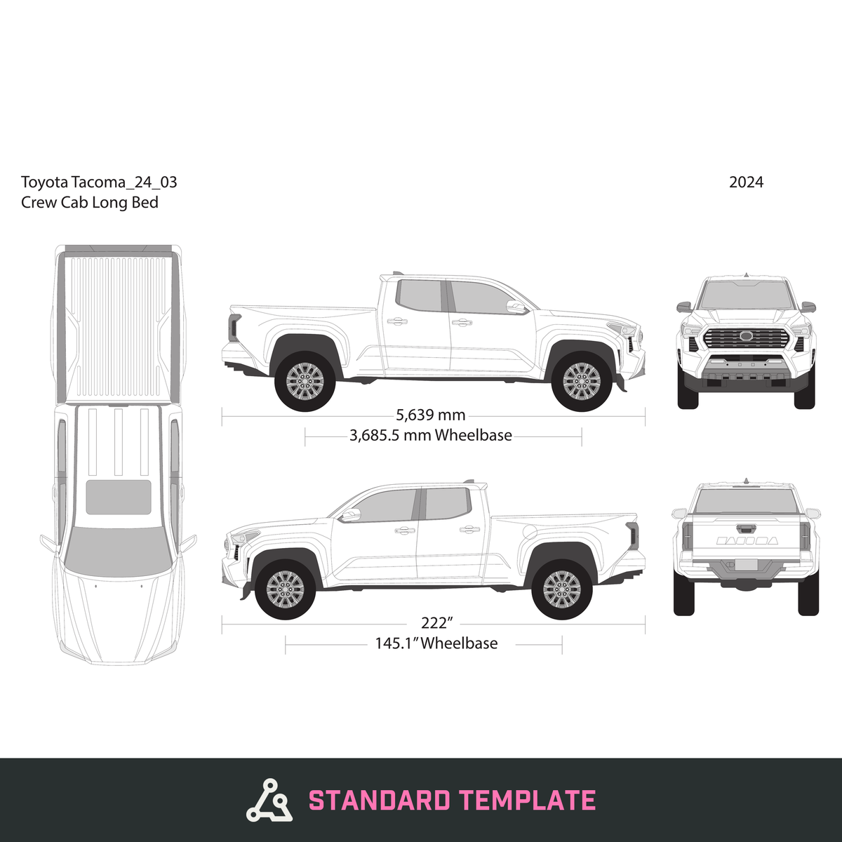 2024 Toyota Tacoma vector wrap template V03, Design-Ready PDF - GravBase