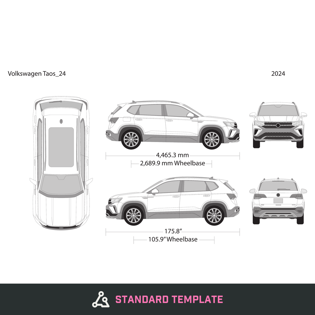 2024 Volkswagen Taos vector wrap template, Design-Ready PDF - GravBase