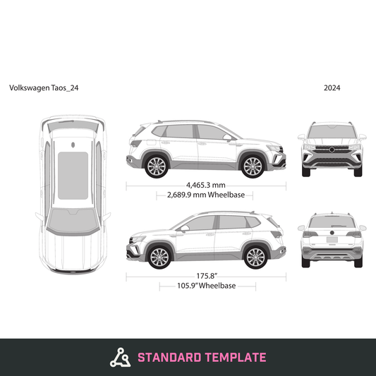 2024 Volkswagen Taos vector wrap template, Design-Ready PDF - GravBase