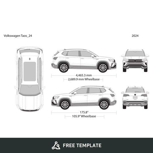 2024 Volkswagen Taos free vector vehicle wrap template - GravBase