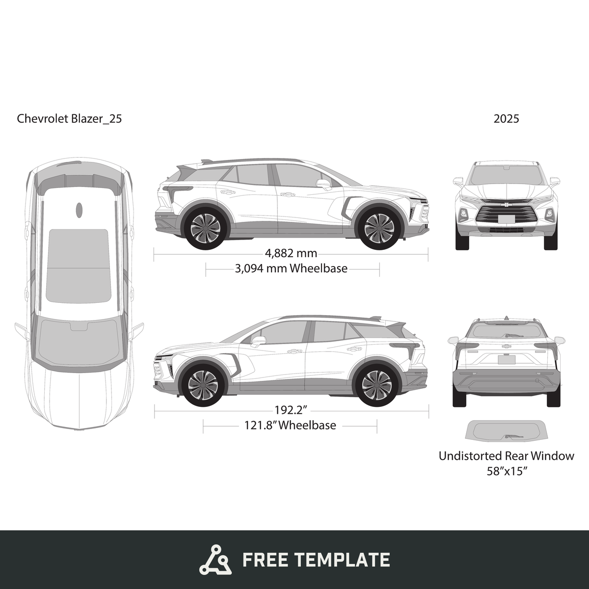 2025 Chevy Blazer EV free vector vehicle wrap template - GravBase