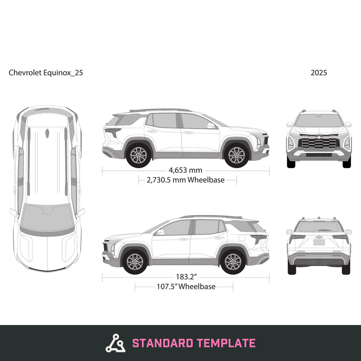 2025 Chevy Equinox vector wrap template, Design-Ready PDF - GravBase