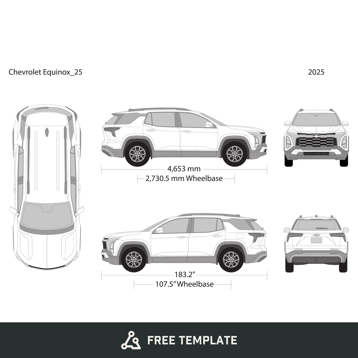 2025 Chevy Equinox free vector vehicle wrap template - GravBase