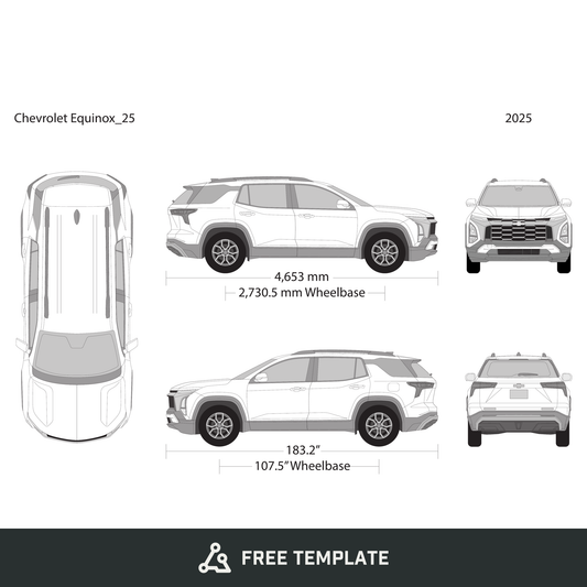 2025 Chevy Equinox free vector vehicle wrap template - GravBase