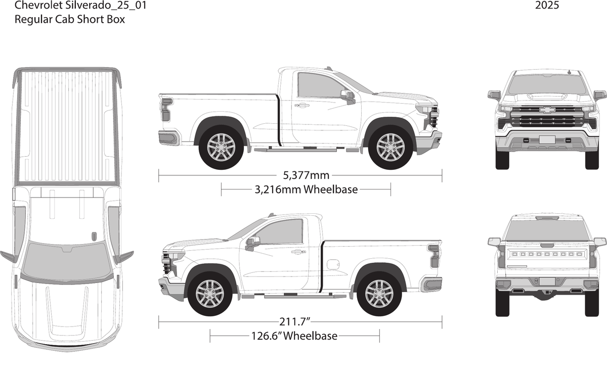 2025 Chevy Silverado 1500 vector wrap template V01, Design-Ready PDF - GravBase