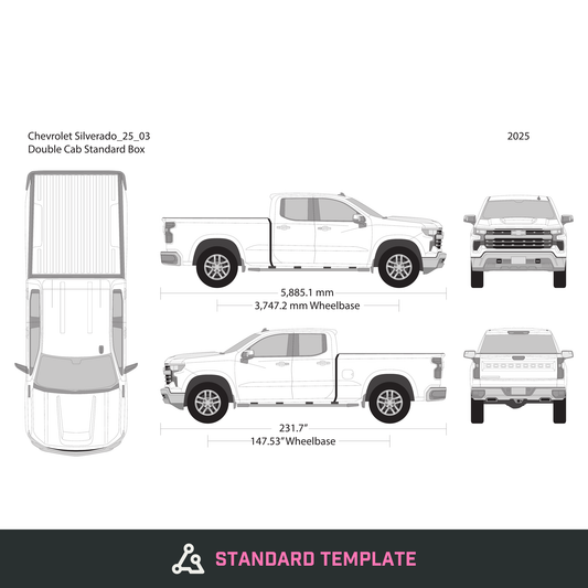 2025 Chevy Silverado 1500 vector wrap template V03, Design-Ready PDF - GravBase