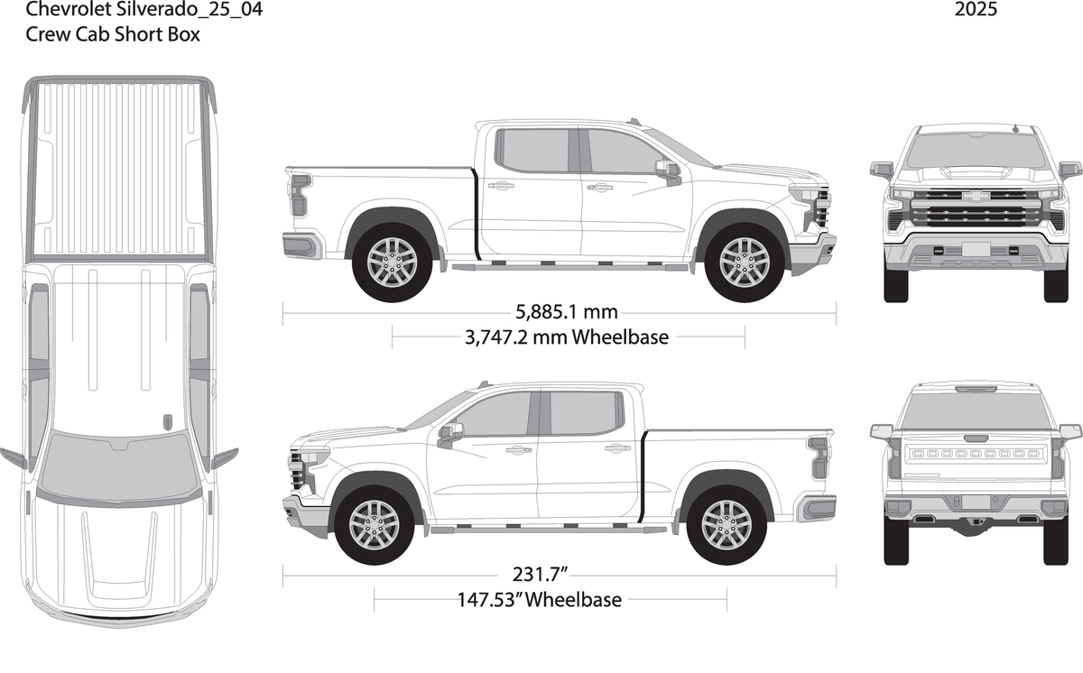 2025 Chevy Silverado 1500 V04 Vehicle Wrap Template