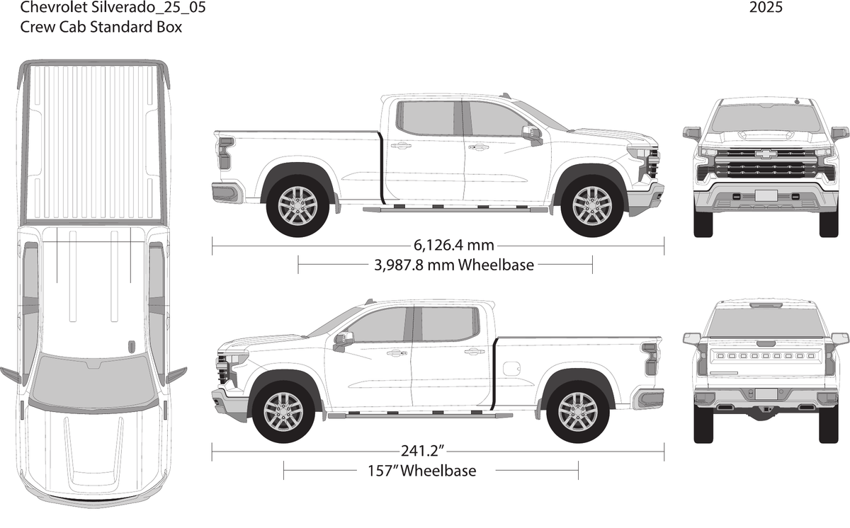 2025 Chevy Silverado 1500 vector wrap template V05, Design-Ready PDF - GravBase