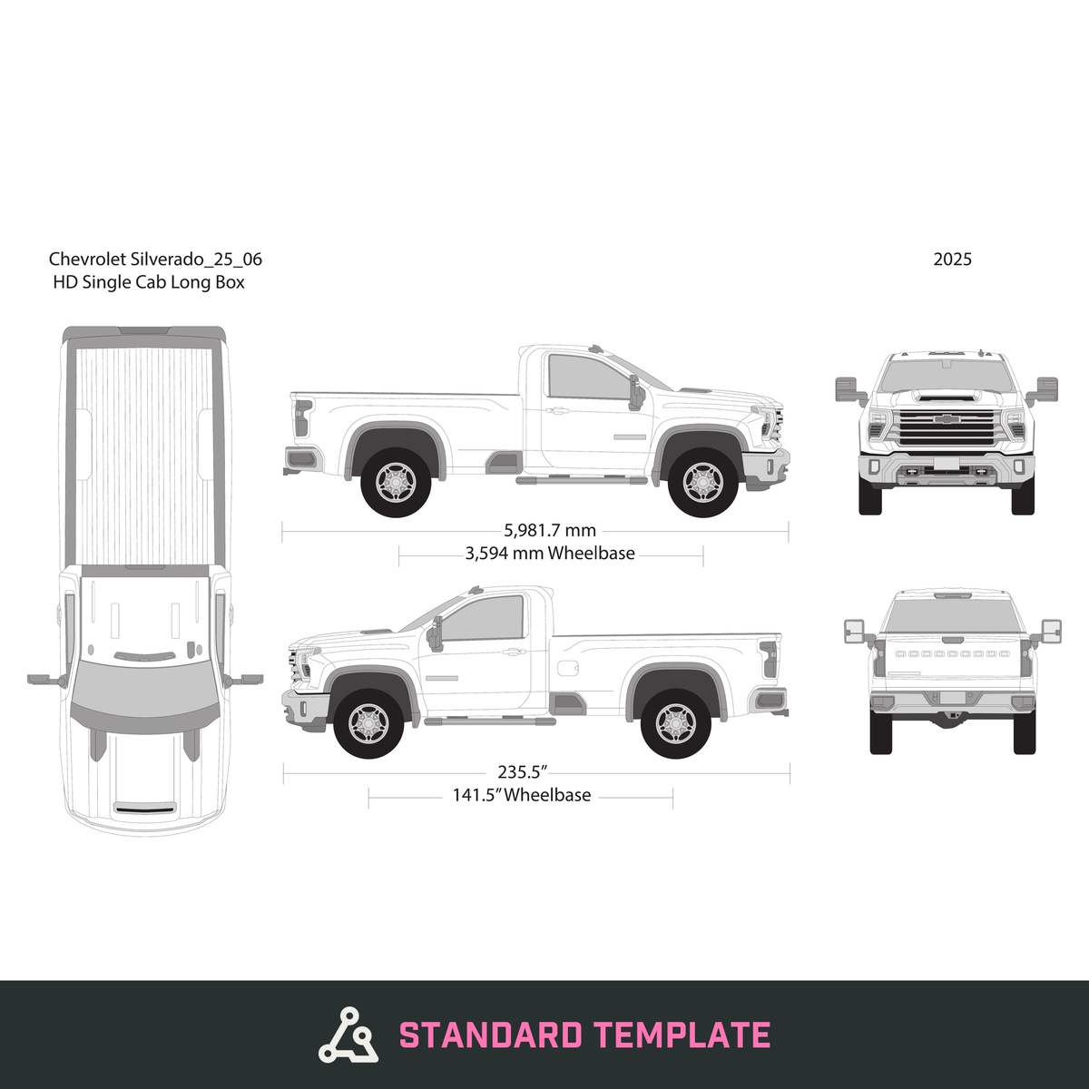 2025 Chevy Silverado 2500-3500 HD vector wrap template V06, Design-Ready PDF - GravBase