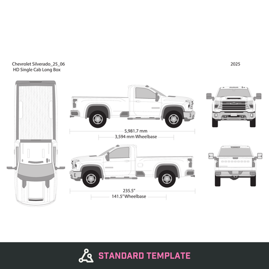 2025 Chevy Silverado 2500-3500 HD vector wrap template V06, Design-Ready PDF - GravBase
