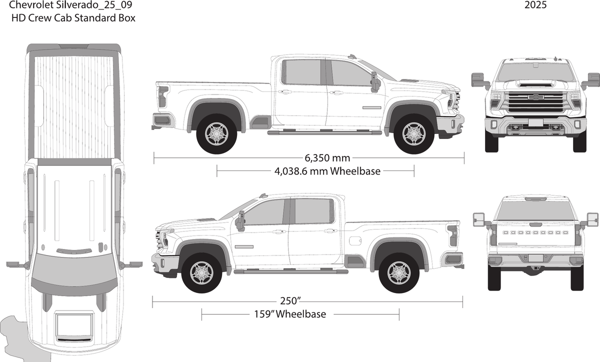 2025 Chevy Silverado 2500-3500 HD vector wrap template V09, Design-Ready PDF - GravBase