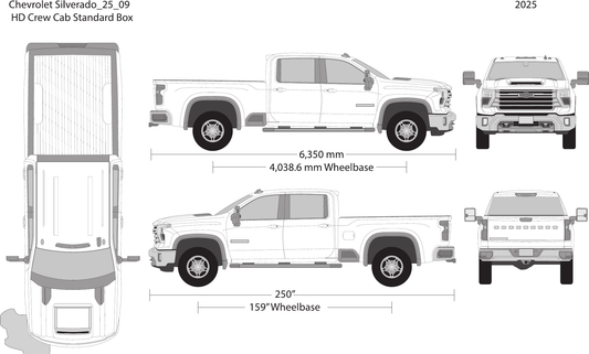 2025 Chevy Silverado 2500-3500 HD vector wrap template V09, Design-Ready PDF - GravBase