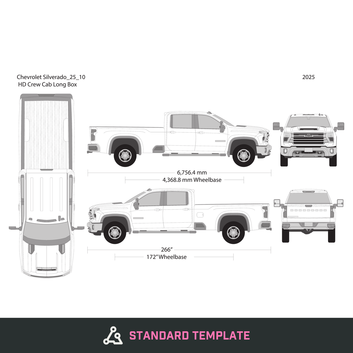 2025 Chevy Silverado 2500-3500 HD vector wrap template V10, Design-Ready PDF - GravBase