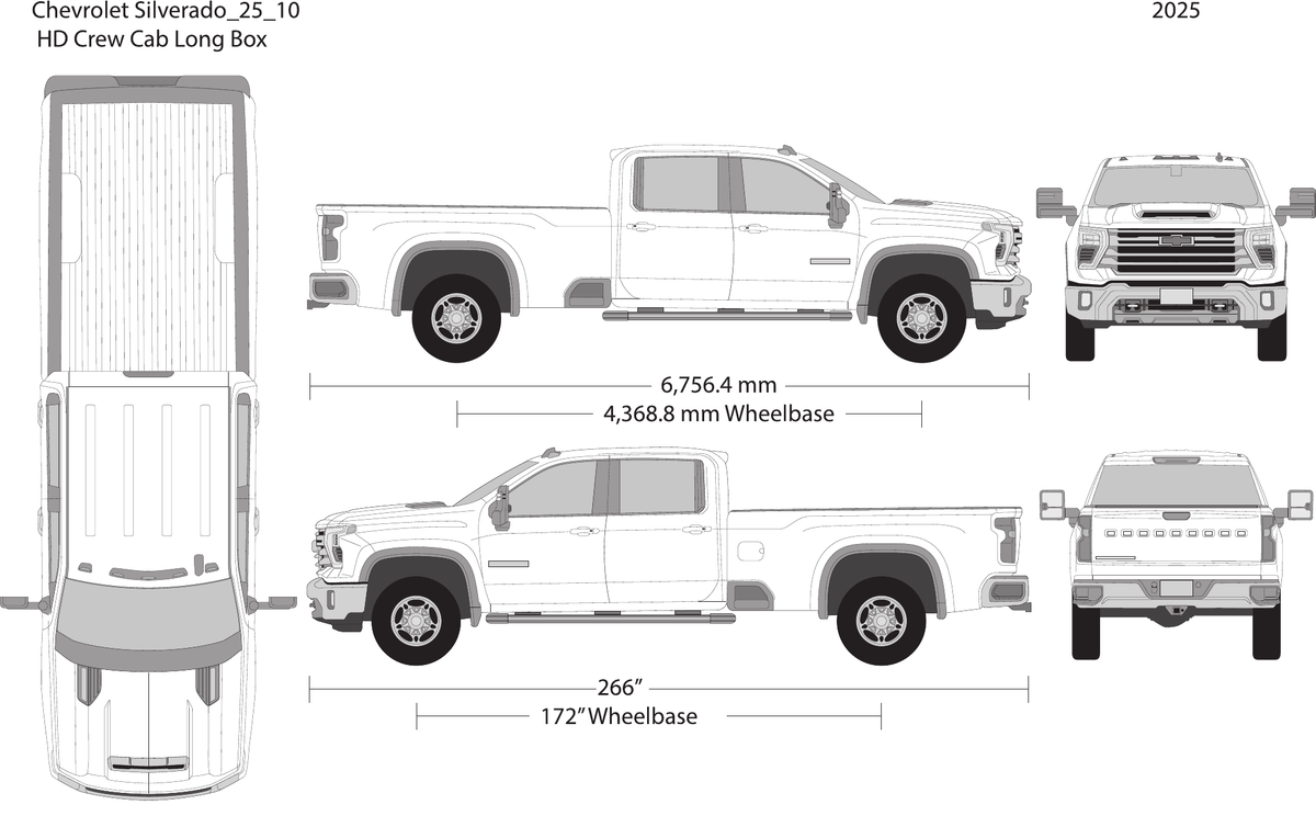 2025 Chevy Silverado 2500-3500 HD vector wrap template V10, Design-Ready PDF - GravBase