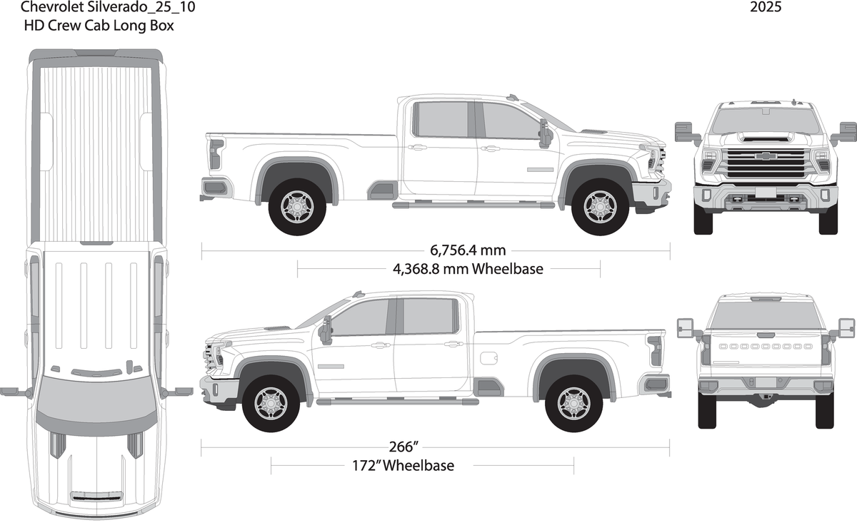 2025 Chevy Silverado 2500 3500 Hd V10 Vehicle Wrap Template