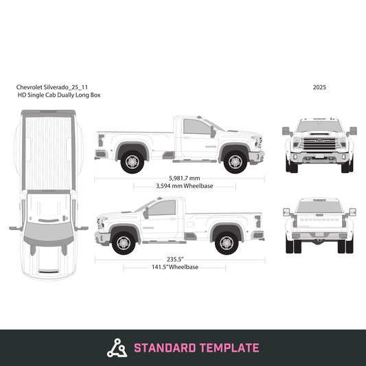 2025 Chevy Silverado 2500-3500 HD vector wrap template V11, Design-Ready PDF - GravBase