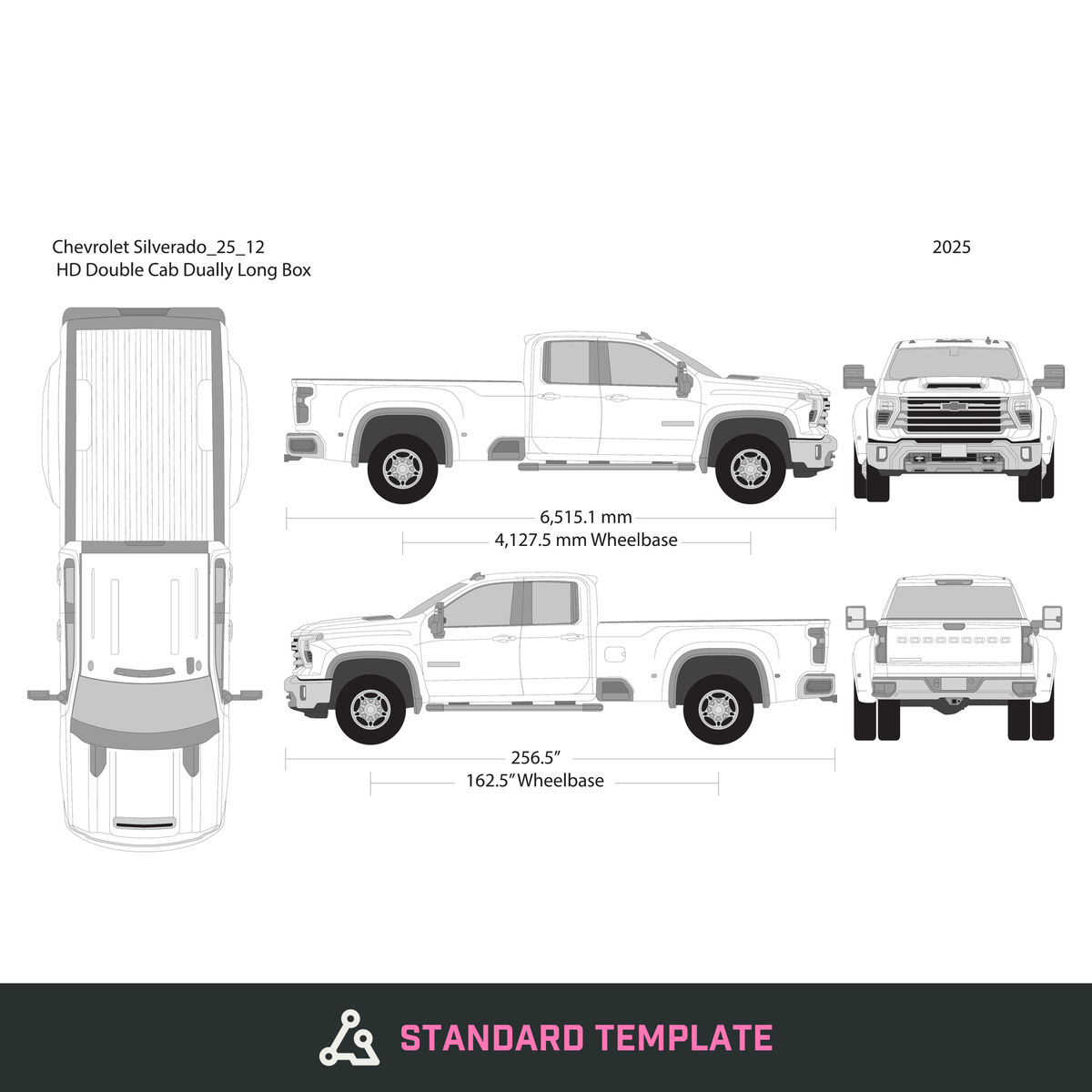 2025 Chevy Silverado 2500-3500 HD vector wrap template V12, Design-Ready PDF - GravBase