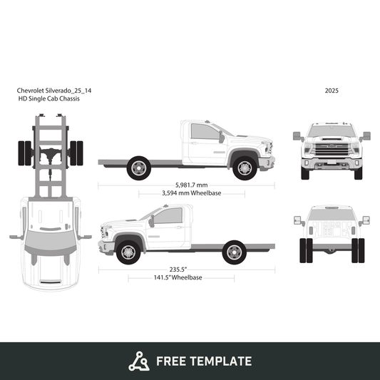 2025 Chevy Silverado 2500-3500 HD free vector vehicle wrap template - GravBase