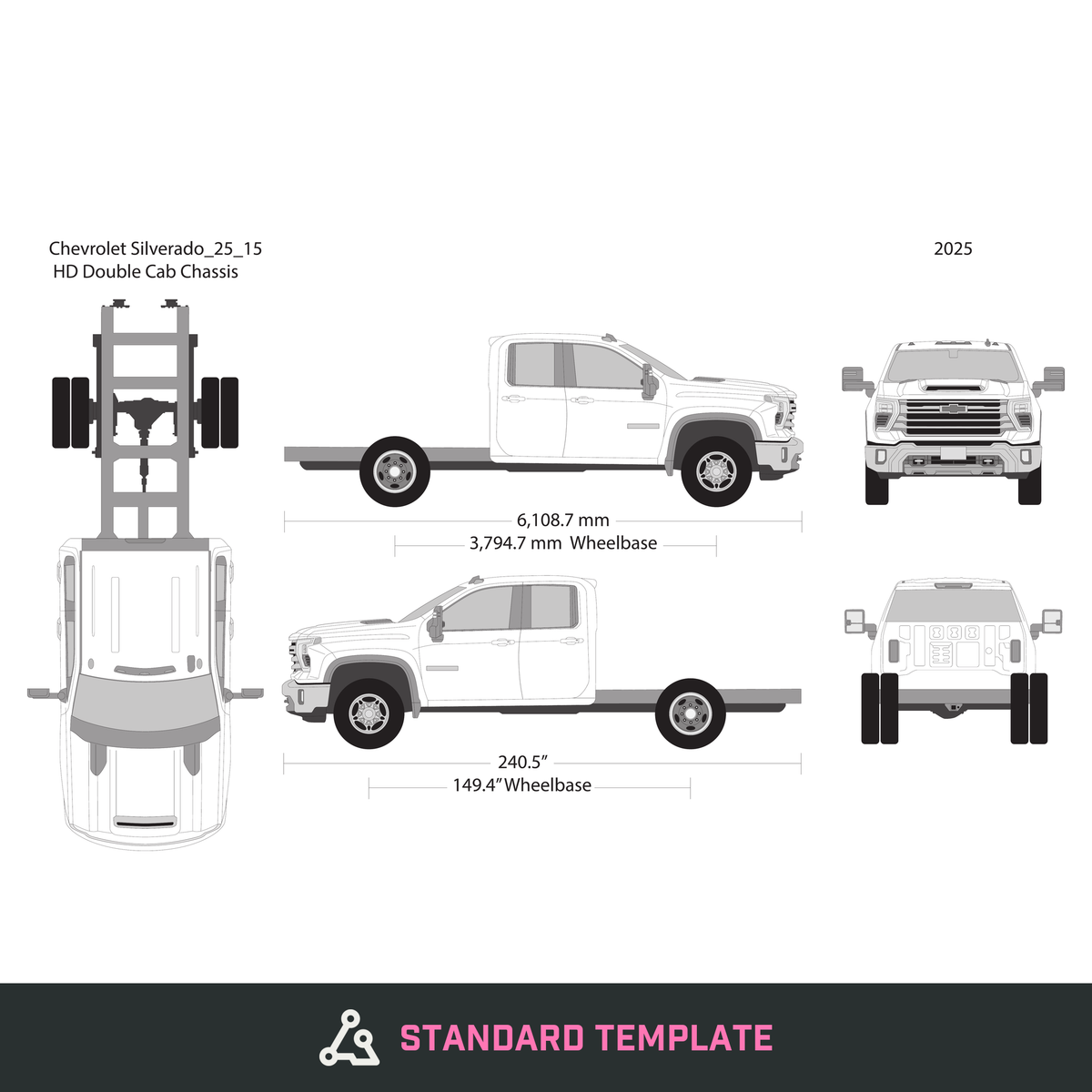 2025 Chevy Silverado 2500-3500 HD vector wrap template V15, Design-Ready PDF - GravBase