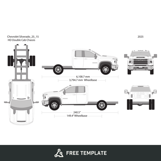 2025 Chevy Silverado 2500-3500 HD free vector vehicle wrap template - GravBase