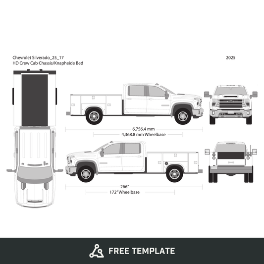 2025 Chevy Silverado 2500-3500 HD free vector vehicle wrap template - GravBase
