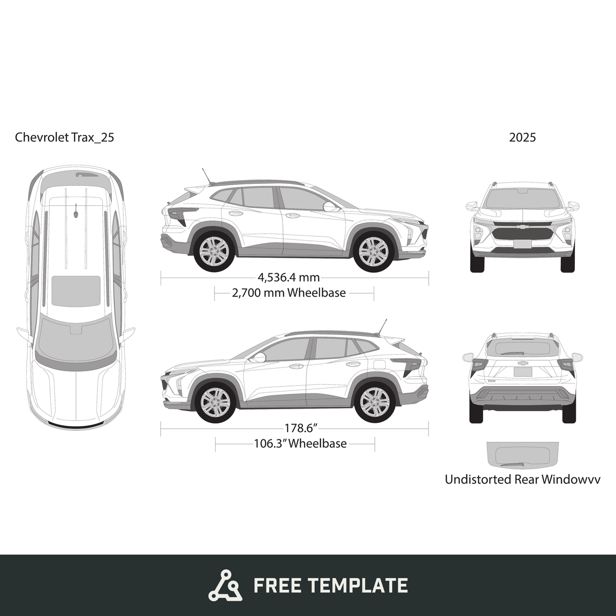 2025 Chevy Trax free vector vehicle wrap template - GravBase
