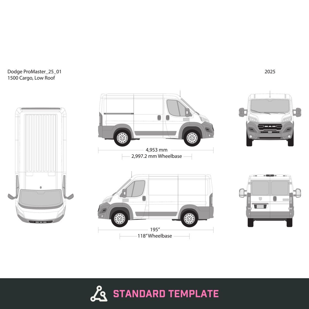 2025 Dodge Promaster vector wrap template V01, Design-Ready PDF - GravBase