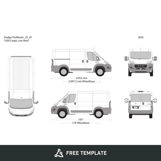 2025 Dodge Promaster free vector vehicle wrap template - GravBase