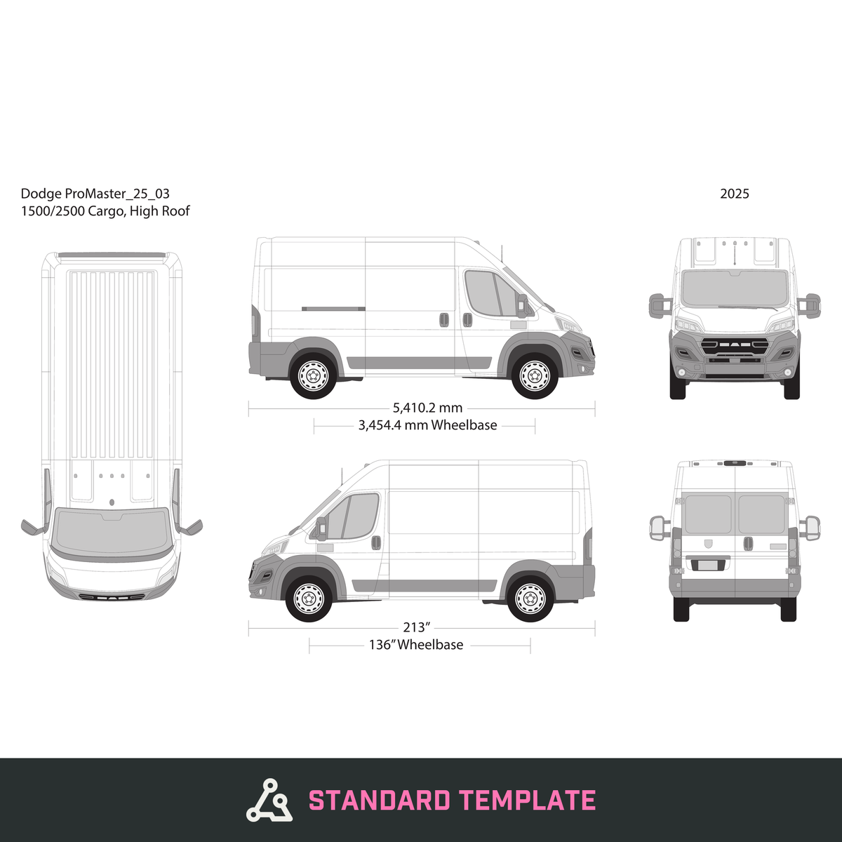 2025 Dodge Promaster vector wrap template V03, Design-Ready PDF - GravBase