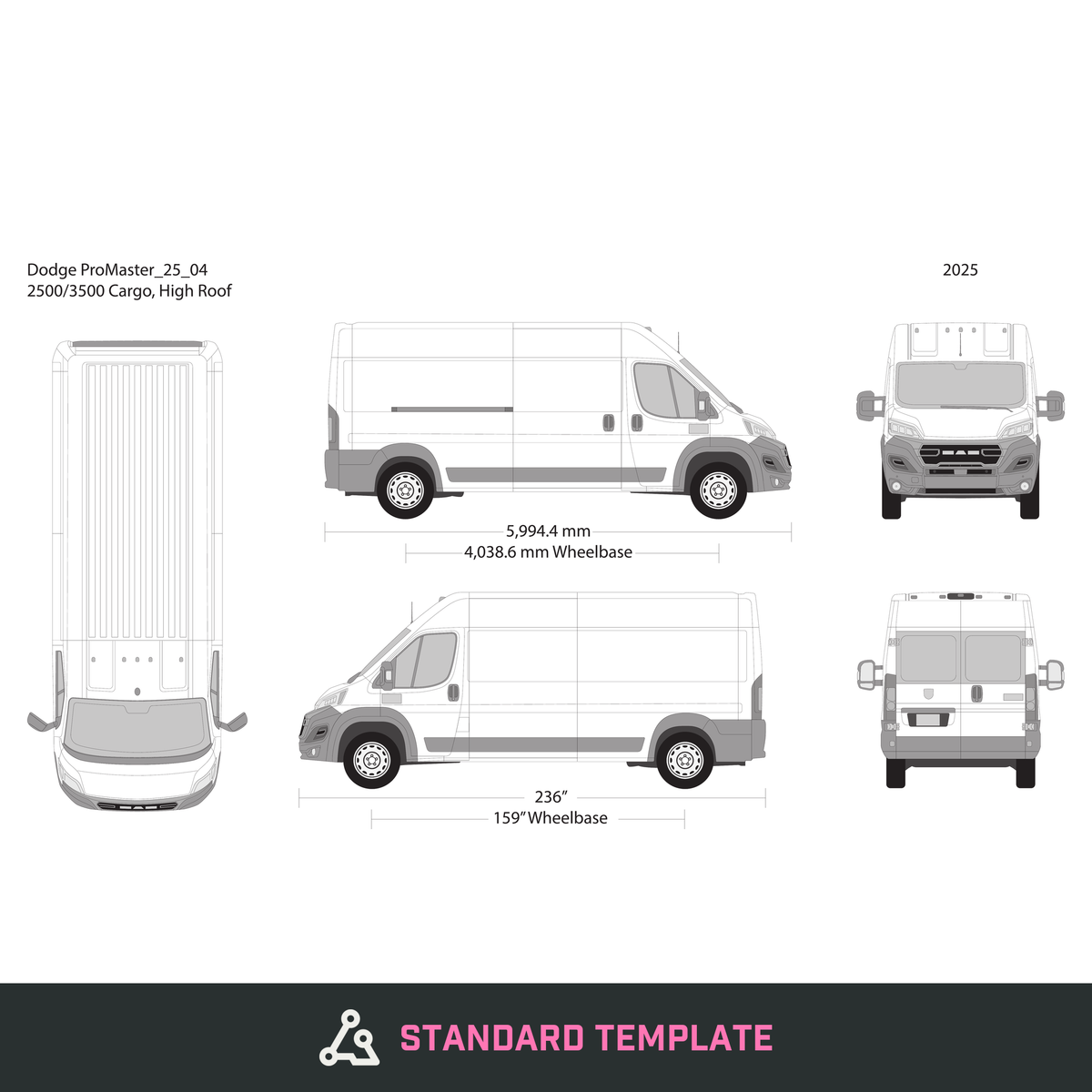 2025 Dodge Promaster vector wrap template V04, Design-Ready PDF - GravBase