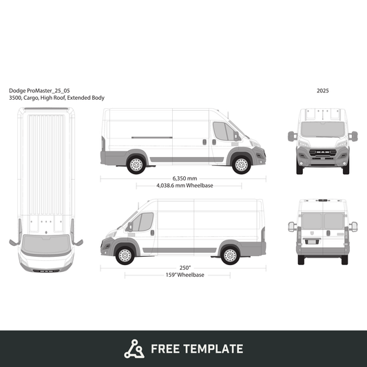 2025 Dodge Promaster free vector vehicle wrap template - GravBase
