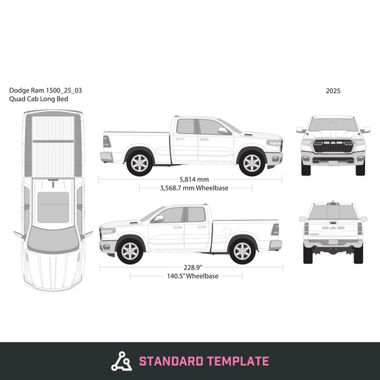 2025 Dodge Ram 1500 vector wrap template V03, Design-Ready PDF - GravBase