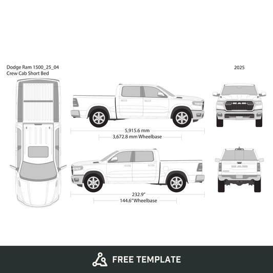 2025 Dodge Ram 1500 free vector vehicle wrap template - GravBase