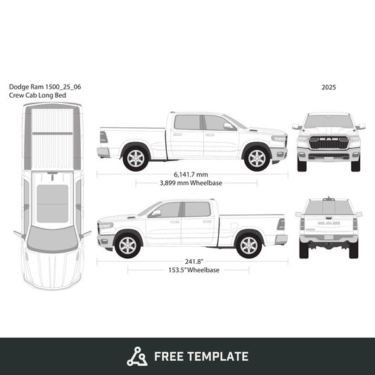 2025 Dodge Ram 1500 free vector vehicle wrap template - GravBase