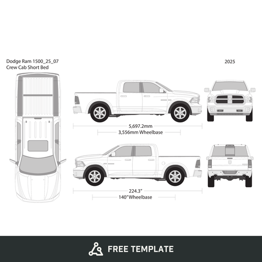 2025 Dodge Ram 1500 free vector vehicle wrap template - GravBase