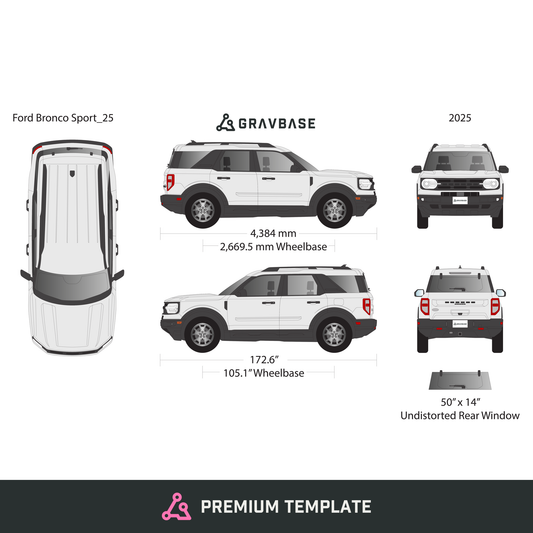 2025 Ford Bronco Sport vector wrap template, Premium Full Color - GravBase