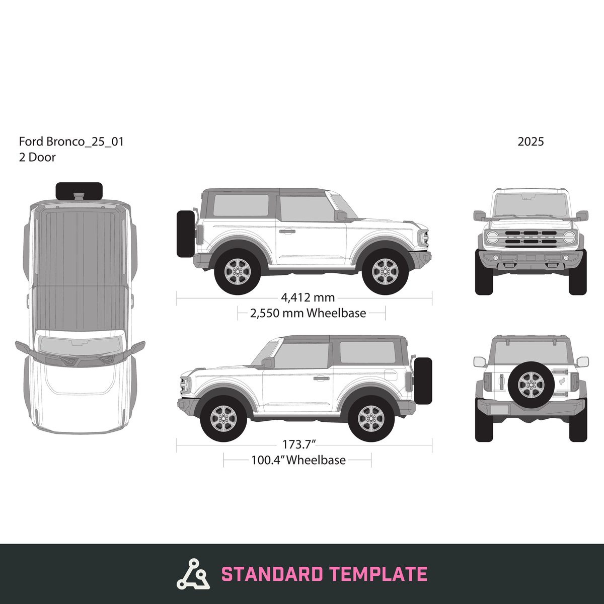 2025 Ford Bronco vector wrap template V01, Design-Ready PDF - GravBase