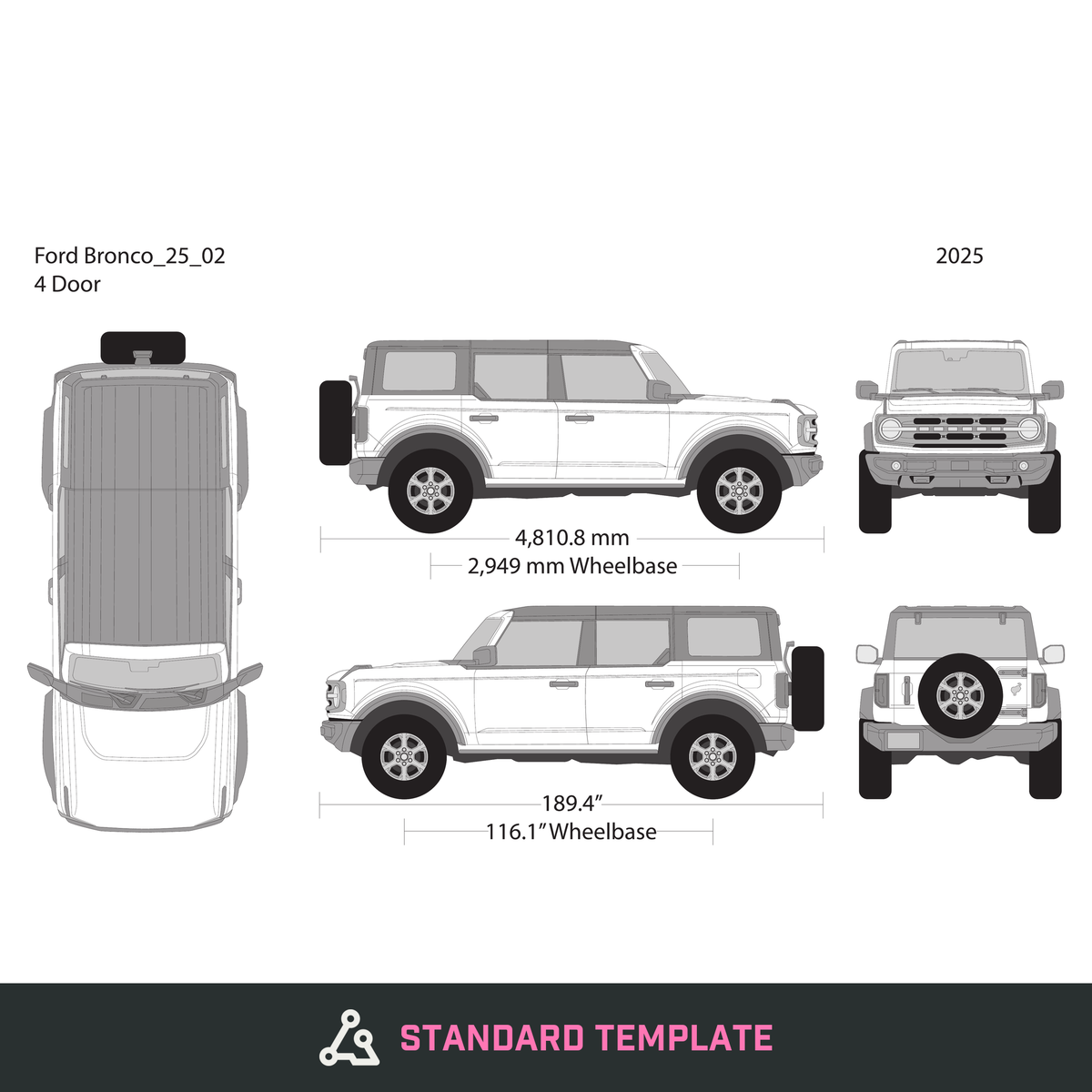 2025 Ford Bronco vector wrap template V02, Design-Ready PDF - GravBase