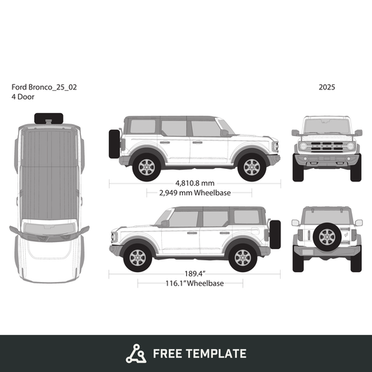 2025 Ford Bronco free vector vehicle wrap template - GravBase