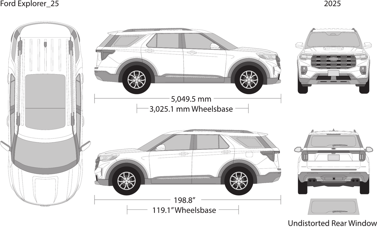 2025 Ford Explorer vector wrap template, Design-Ready PDF - GravBase