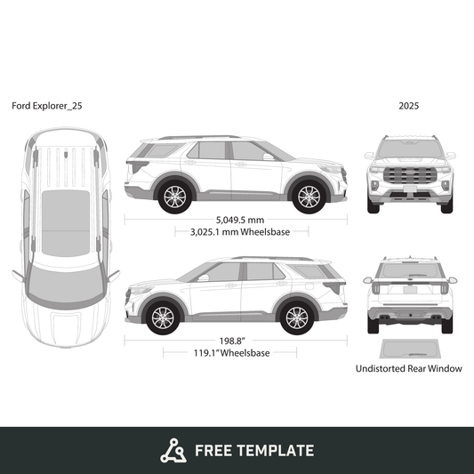 2025 Ford Explorer free vector vehicle wrap template - GravBase