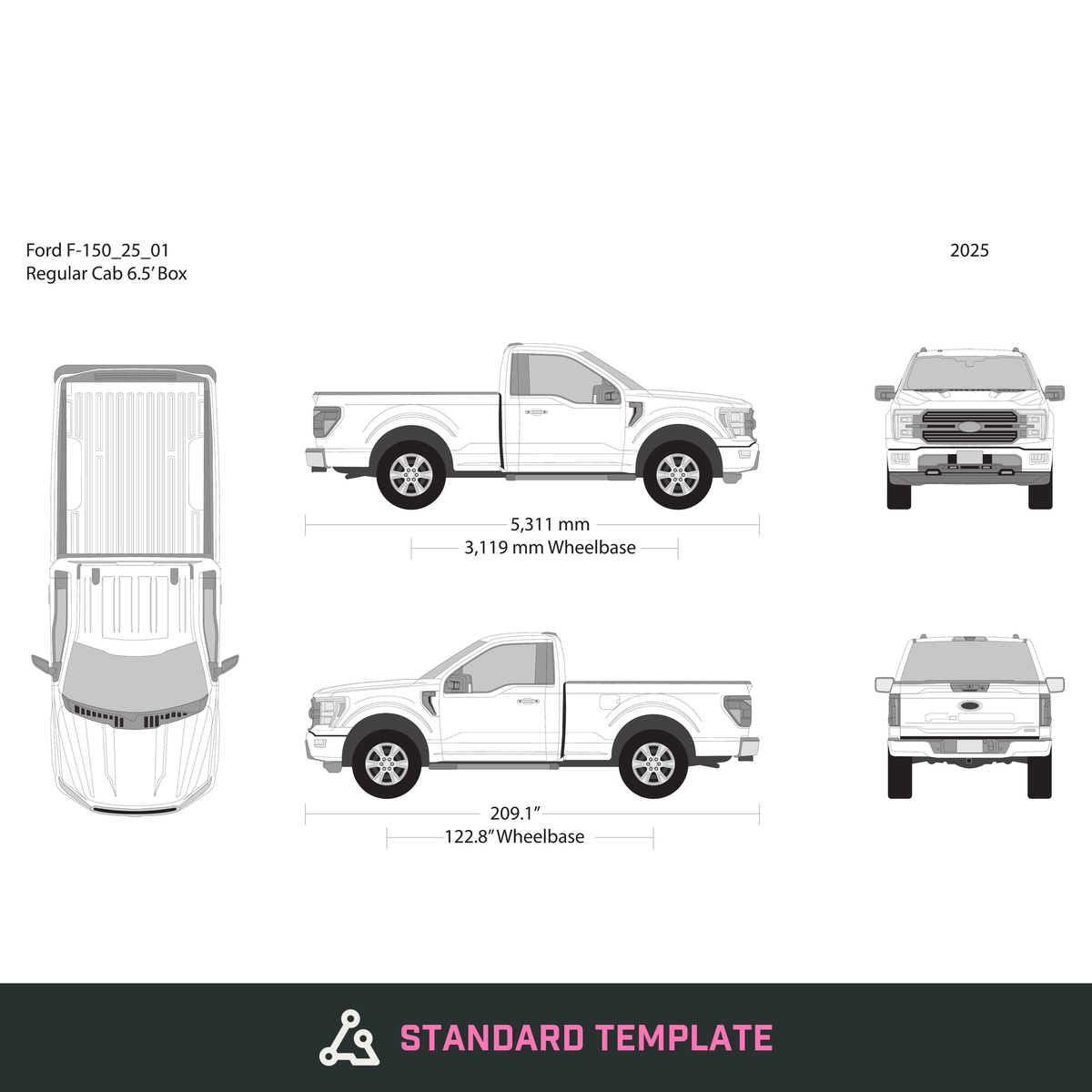 2025 Ford F-150 vector wrap template V01, Design-Ready PDF - GravBase