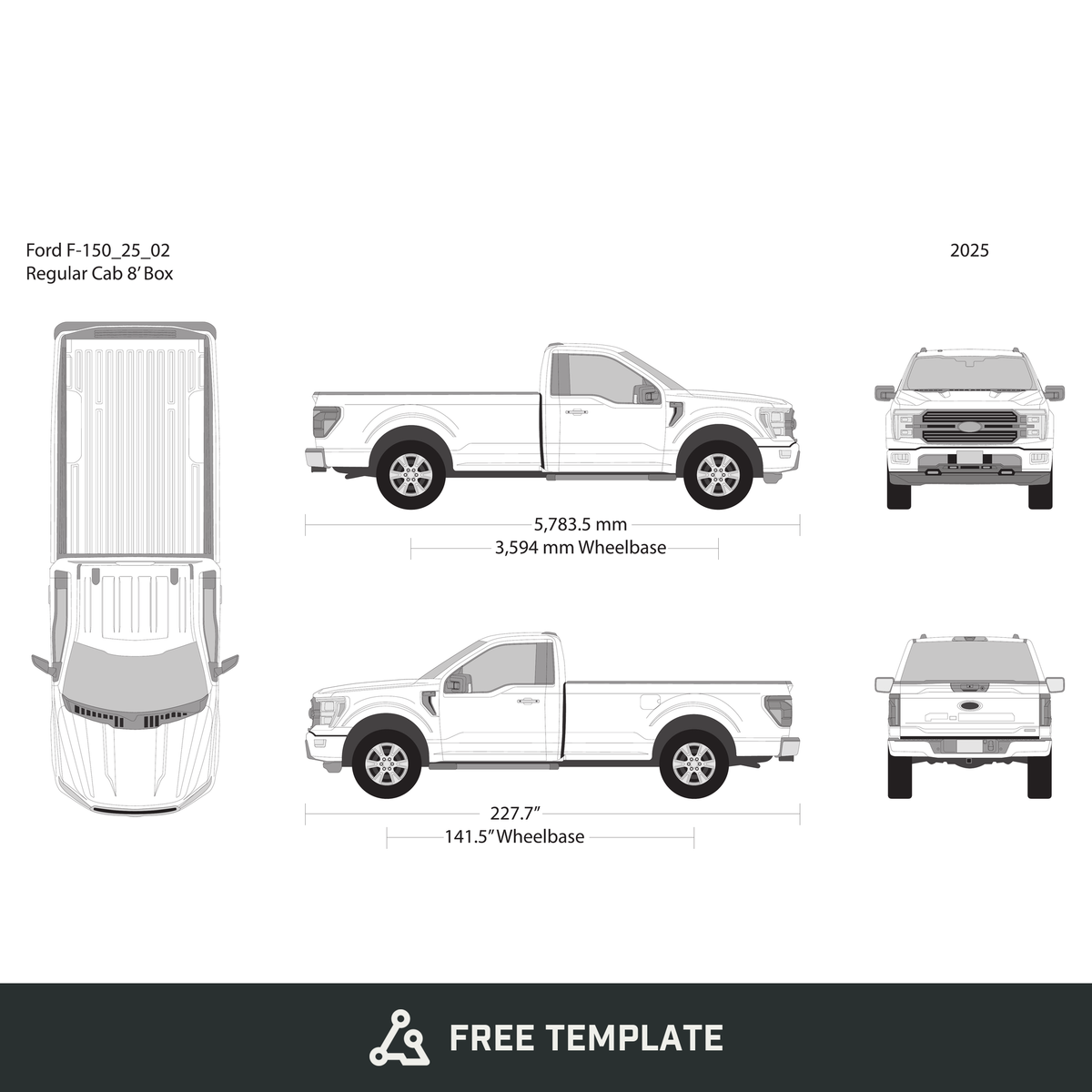 2025 Ford F-150 free vector vehicle wrap template - GravBase