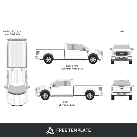 2025 Ford F-150 free vector vehicle wrap template - GravBase