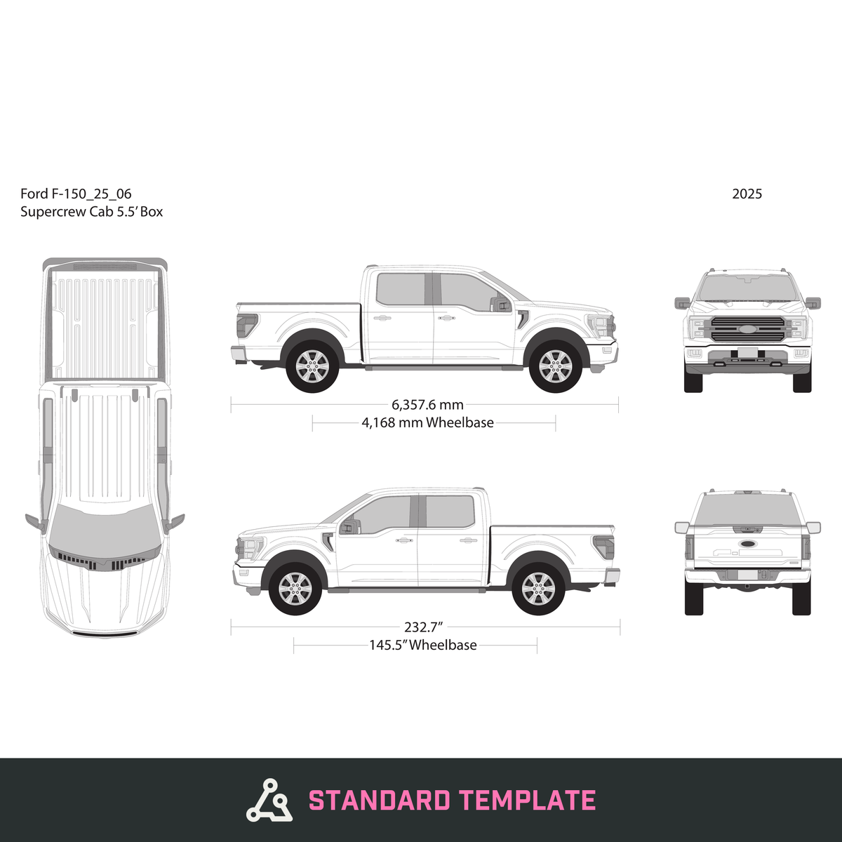 2025 Ford F-150 vector wrap template V05, Design-Ready PDF - GravBase