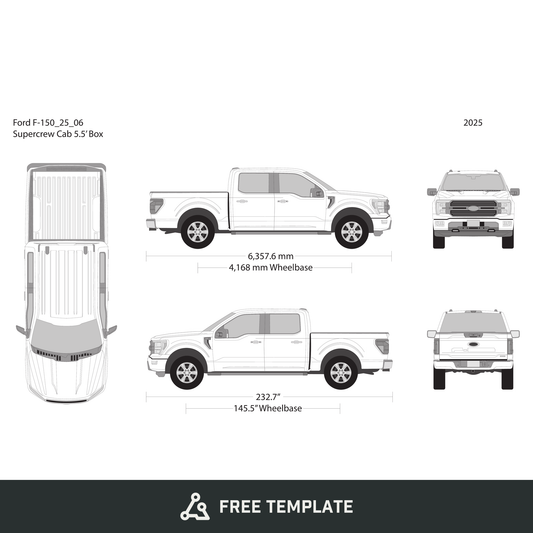 2025 Ford F-150 free vector vehicle wrap template - GravBase
